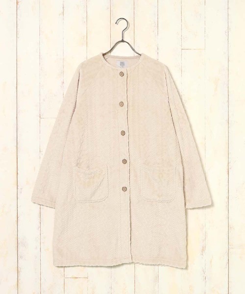 Bleu Bleuet（ブルーブルーエ）の「型押しマイクロノーカラーガウン26（ガウン/バスローブ・レディース・サックスブルー系/アイボリー・FREE）」の3枚目の写真