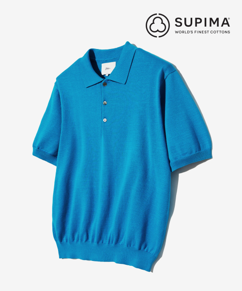 YALE(イェール)の「スーピマコットン 半袖ポロニット オーシャンブルー(Tシャツ/カットソー・レディース・その他・LARGE/MEDIUM/SMALL/X-LARGE)」の2枚目の写真