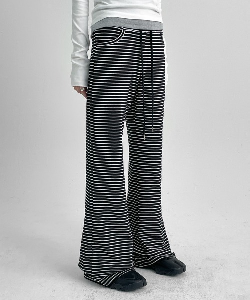 BLACKUP（ブラックアップ）の「[MADE] シャマンストライプブーツカットバンディングパンツ（スウェットパンツ・レディース・グレー/ブラック・FREE）」の17枚目の写真