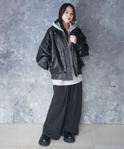NOIZY(ノイジー)の「Over-Wide Leg Pants / コットンナイロン ウエストゴム ルーズワイドパンツ(その他パンツ・メンズ・チャコールグレー/ブラック・LARGE/MEDIUM)」の20枚目の写真