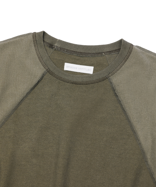 EPISODE UNTITLED（エピソードアンタイトルド）の「CROP POINT STITCH IN&OUT PIGMENT T-SHIRT_OLIVE（Tシャツ/カットソー・レディース・その他・1）」の3枚目の写真