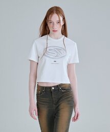 イフェクトシンボルクロップ半袖Tシャツホワイト