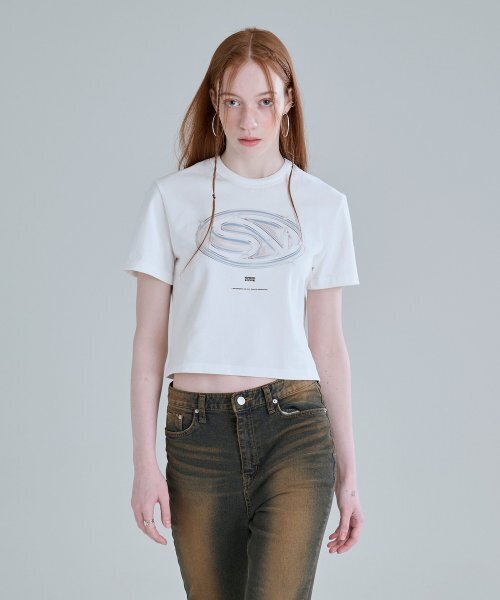SEONEED(ソニード)の「イフェクトシンボルクロップ半袖Tシャツホワイト(Tシャツ/カットソー・レディース・その他・FREE)」の1枚目の写真