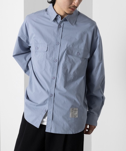 MAISON CLUB（メゾンクラブ）の「【MAISON CLUB】U.S.NAVY Big Shirt ビッグワークシャツ　/MILITARY　ミリタリー（シャツ/ブラウス・メンズ・カーキ/サックスブルー/ホワイト/ネイビー・FREE）」の4枚目の写真