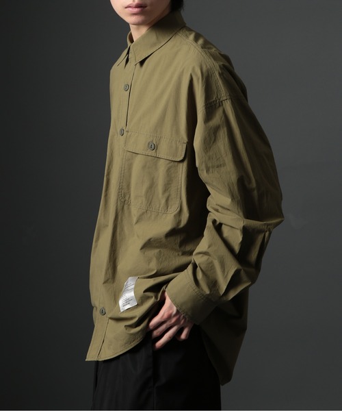 MAISON CLUB（メゾンクラブ）の「【MAISON CLUB】U.S.NAVY Big Shirt ビッグワークシャツ　/MILITARY　ミリタリー（シャツ/ブラウス・メンズ・カーキ/サックスブルー/ホワイト/ネイビー・FREE）」の9枚目の写真