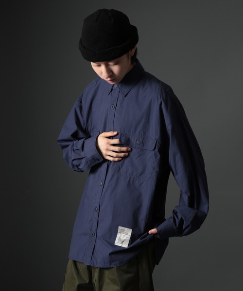 MAISON CLUB（メゾンクラブ）の「【MAISON CLUB】U.S.NAVY Big Shirt ビッグワークシャツ　/MILITARY　ミリタリー（シャツ/ブラウス・メンズ・カーキ/サックスブルー/ホワイト/ネイビー・FREE）」の5枚目の写真