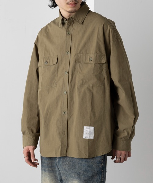 MAISON CLUB（メゾンクラブ）の「【MAISON CLUB】U.S.NAVY Big Shirt ビッグワークシャツ　/MILITARY　ミリタリー（シャツ/ブラウス・メンズ・カーキ/サックスブルー/ホワイト/ネイビー・FREE）」の16枚目の写真