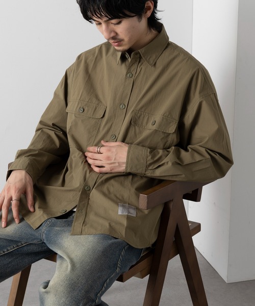 MAISON CLUB（メゾンクラブ）の「【MAISON CLUB】U.S.NAVY Big Shirt ビッグワークシャツ　/MILITARY　ミリタリー（シャツ/ブラウス・メンズ・カーキ/サックスブルー/ホワイト/ネイビー・FREE）」の14枚目の写真