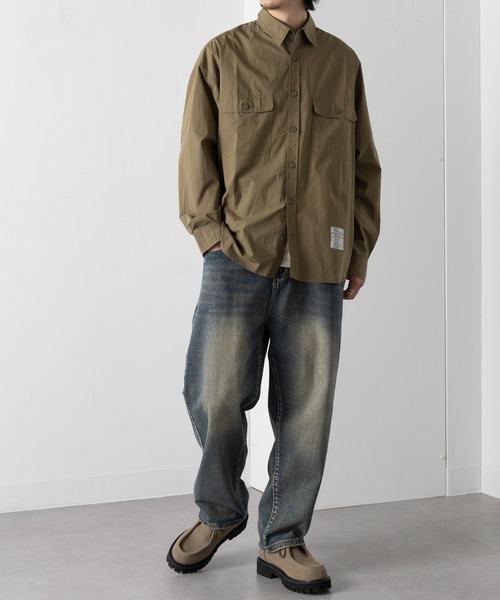 MAISON CLUB（メゾンクラブ）の「【MAISON CLUB】U.S.NAVY Big Shirt ビッグワークシャツ　/MILITARY　ミリタリー（シャツ/ブラウス・メンズ・カーキ/サックスブルー/ホワイト/ネイビー・FREE）」の13枚目の写真