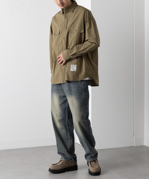 MAISON CLUB（メゾンクラブ）の「【MAISON CLUB】U.S.NAVY Big Shirt ビッグワークシャツ　/MILITARY　ミリタリー（シャツ/ブラウス・メンズ・カーキ/サックスブルー/ホワイト/ネイビー・FREE）」の12枚目の写真