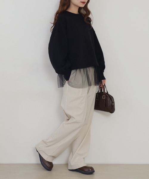 FUNALIVE(ファンアライブ)の「CVC裏毛チュールドッキングPO(スウェット・レディース・杢グレー/ブラック/アイボリー/ネイビー・M~L)」の13枚目の写真