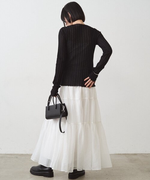 LOUNGEDRESS（ラウンジドレス）の「シアーカーデ（カーディガン/ボレロ・レディース・レッド/オフホワイト/ブラック・FREE）」の5枚目の写真