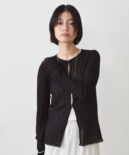 LOUNGEDRESS（ラウンジドレス）の「シアーカーデ（カーディガン/ボレロ・レディース・レッド/オフホワイト/ブラック・FREE）」の7枚目の写真