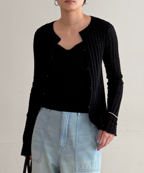 LOUNGEDRESS（ラウンジドレス）の「シアーカーデ（カーディガン/ボレロ・レディース・レッド/オフホワイト/ブラック・FREE）」の12枚目の写真