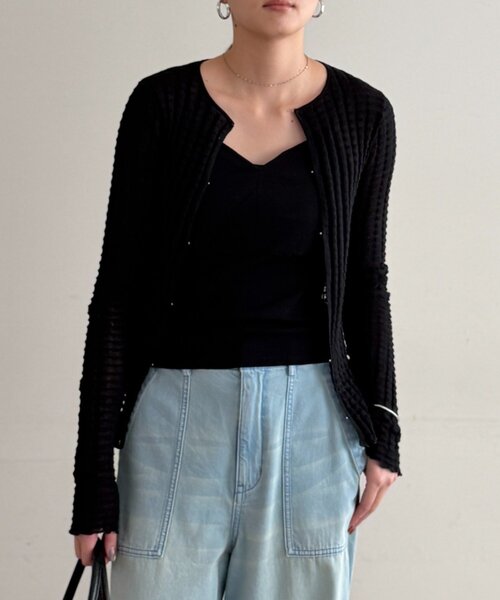LOUNGEDRESS（ラウンジドレス）の「シアーカーデ（カーディガン/ボレロ・レディース・レッド/オフホワイト/ブラック・FREE）」の13枚目の写真