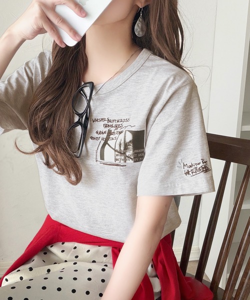 classicalelf(クラシカルエルフ)の「ラフでも品格、シンプルでも存在感。オーガニックコットン 綿100% グラフィック飛び刺繍フォトTシャツ(半袖)(Tシャツ/カットソー・レディース・オフホワイト/杢グレー/チャコール/その他1・X-LARGE/SMALL/MEDIUM/LARGE)」の20枚目の写真