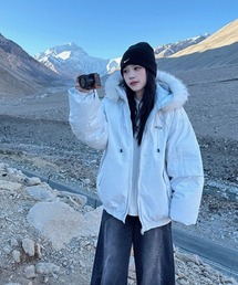 ダウンジャケット/コート（グレー/灰色系・フェイクファー