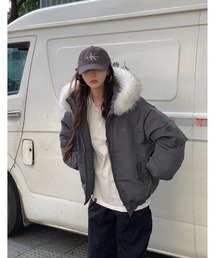 発送12/30まで⭐︎  グレー ファー付きダウンジャケット sedacle girl（セダクルガール） ダウンコート ダウンジャケット
