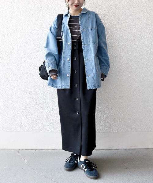 SHIPS any（シップス エニィ）の「SHIPS any:〈洗濯機可能〉ルーズ デニム カバーオール ジャケット［SHIPS any DENIM］（デニムジャケット・レディース・ブルー/ライトブルー・ONE SIZE）」の12枚目の写真