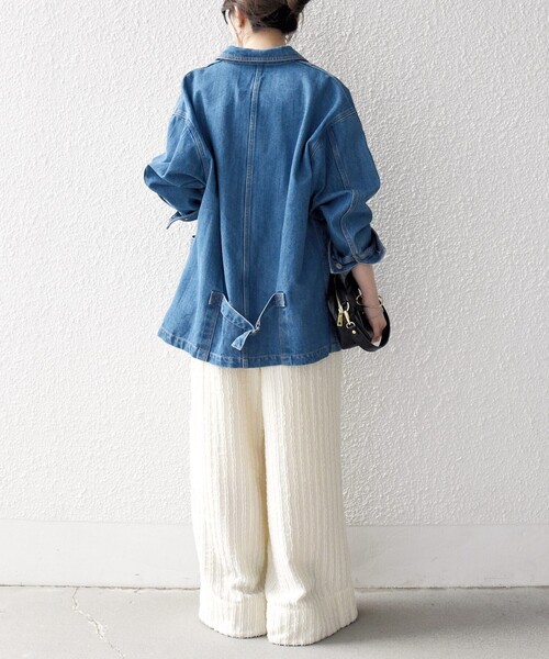 SHIPS any（シップス エニィ）の「SHIPS any:〈洗濯機可能〉ルーズ デニム カバーオール ジャケット［SHIPS any DENIM］（デニムジャケット・レディース・ブルー/ライトブルー・ONE SIZE）」の20枚目の写真