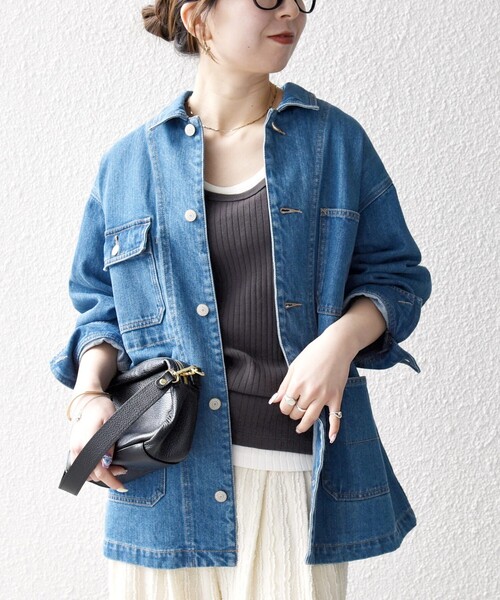 SHIPS any（シップス エニィ）の「SHIPS any:〈洗濯機可能〉ルーズ デニム カバーオール ジャケット［SHIPS any DENIM］（デニムジャケット・レディース・ブルー/ライトブルー・ONE SIZE）」の21枚目の写真