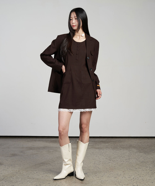 320SHOWROOM(320ショールーム)の「Sleeveless Lace Trim Wool Dress Brown(ワンピース・レディース・その他・MEDIUM/SMALL)」の3枚目の写真