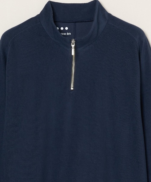 three dots（スリードッツ）の「コンパクトパイル ハーフジップ 長袖Tシャツ（Tシャツ/カットソー・メンズ・ベージュ系その他/グリーン系その他/ブルー系その他・SMALL/MEDIUM/LARGE）」の6枚目の写真
