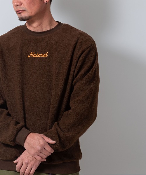 BAYBLO（ベイブロ）の「(SA) ボア 刺繍 ロゴ トレーナー（スウェット・メンズ・グレー/ブラック/アイボリー/ブラウン・M/L/LL）」の4枚目の写真
