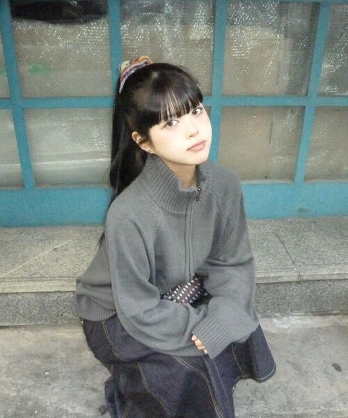AMESWORLDWIDE(アメスワールドワイド)の「BASIC KNIT ZIP-UP CHARCOAL(カーディガン/ボレロ・レディース・その他・S/M)」の2枚目の写真