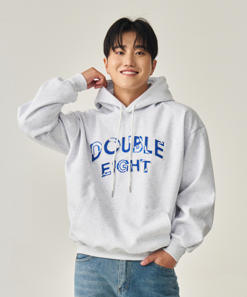 DOUBLE EIGHT（ダブルエイト）の「ウェーブ刺繍フードパーカー（ホワイトメランジ）（パーカー・メンズ・ホワイト・FREE）」の3枚目の写真