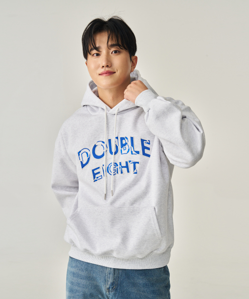 DOUBLE EIGHT（ダブルエイト）の「ウェーブ刺繍フードパーカー（ホワイトメランジ）（パーカー・メンズ・ホワイト・FREE）」の4枚目の写真