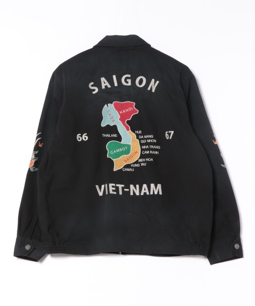 HOUSTON（ヒューストン）の「HOUSTON ヴィンテージ加工ベトジャン(MAP)（ブルゾン・メンズ・ブラック・MEDIUM/X-LARGE/XX-LARGE/LARGE）」の2枚目の写真