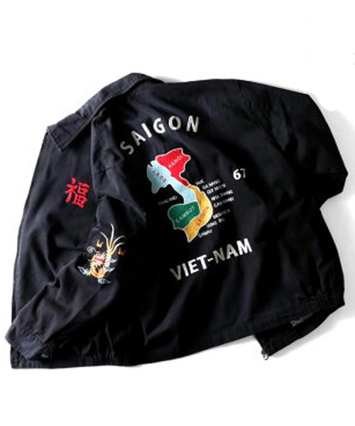HOUSTON（ヒューストン）の「HOUSTON ヴィンテージ加工ベトジャン(MAP)（ブルゾン・メンズ・ブラック・MEDIUM/X-LARGE/XX-LARGE/LARGE）」の8枚目の写真