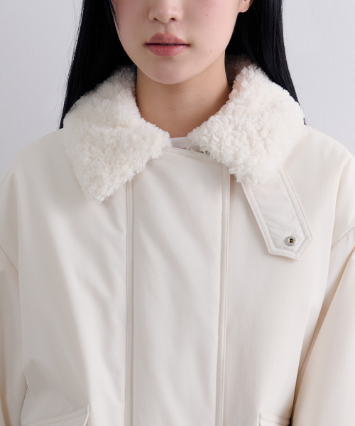 MUSINSA STANDARD WOMAN（ムシンサスタンダードウーマン）の「ウィメンズフェイクシアリングカラー パディングジャケット [クリーム/クリーム]（ダウンジャケット/コート・レディース・その他・X-SMALL/SMALL/MEDIUM/LARGE）」の3枚目の写真