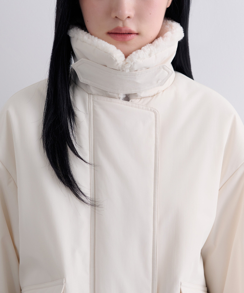 MUSINSA STANDARD WOMAN（ムシンサスタンダードウーマン）の「ウィメンズフェイクシアリングカラー パディングジャケット [クリーム/クリーム]（ダウンジャケット/コート・レディース・その他・X-SMALL/SMALL/MEDIUM/LARGE）」の4枚目の写真