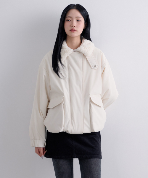 MUSINSA STANDARD WOMAN（ムシンサスタンダードウーマン）の「ウィメンズフェイクシアリングカラー パディングジャケット [クリーム/クリーム]（ダウンジャケット/コート・レディース・その他・X-SMALL/SMALL/MEDIUM/LARGE）」の11枚目の写真