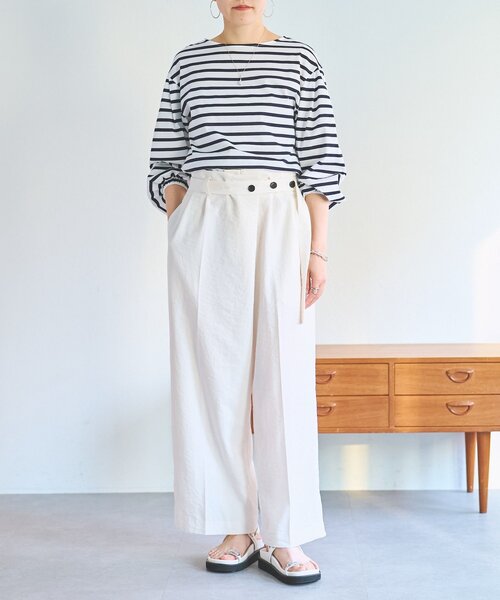 BEARDSLEY（ビアズリー）の「アシメウエストベルトパンツ（その他パンツ・レディース・ダークグレー/アイボリー・FREE）」の9枚目の写真