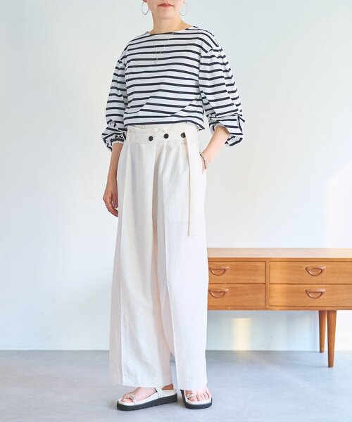 BEARDSLEY（ビアズリー）の「アシメウエストベルトパンツ（その他パンツ・レディース・ダークグレー/アイボリー・FREE）」の10枚目の写真