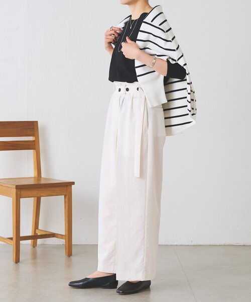 BEARDSLEY（ビアズリー）の「アシメウエストベルトパンツ（その他パンツ・レディース・ダークグレー/アイボリー・FREE）」の18枚目の写真