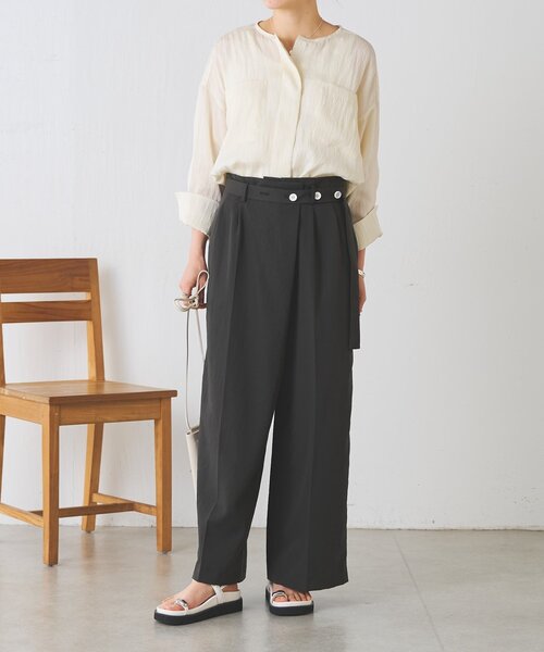 BEARDSLEY（ビアズリー）の「アシメウエストベルトパンツ（その他パンツ・レディース・ダークグレー/アイボリー・FREE）」の20枚目の写真