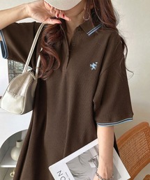 classicalelf（クラシカルエルフ）の「【UVカット機能付き】嬉しい体型カバー◎フレアラインが揺れる オーバーサイズワッフルポロワンピース(半袖)（ワンピース）」