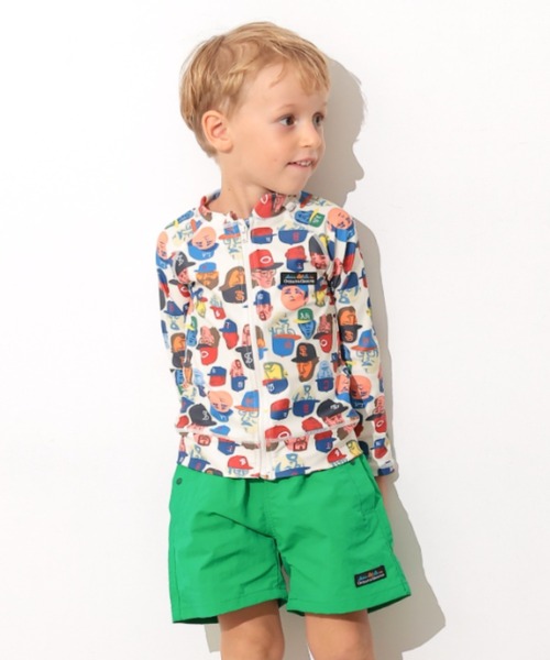 Ocean&Ground（オーシャン&グラウンド）の「BOY'SｿｳｶﾞﾗZIPﾗｯｼｭｶﾞｰﾄﾞ（ラッシュガード・キッズ・グリーン/オフホワイト/ブルー・100/130/120/110/90/140）」の3枚目の写真