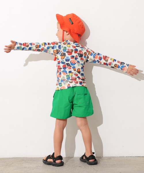 Ocean&Ground（オーシャン&グラウンド）の「BOY'SｿｳｶﾞﾗZIPﾗｯｼｭｶﾞｰﾄﾞ（ラッシュガード・キッズ・グリーン/オフホワイト/ブルー・100/130/120/110/90/140）」の9枚目の写真