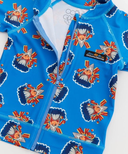 Ocean&Ground（オーシャン&グラウンド）の「BOY'SｿｳｶﾞﾗZIPﾗｯｼｭｶﾞｰﾄﾞ（ラッシュガード・キッズ・グリーン/オフホワイト/ブルー・100/130/120/110/90/140）」の17枚目の写真