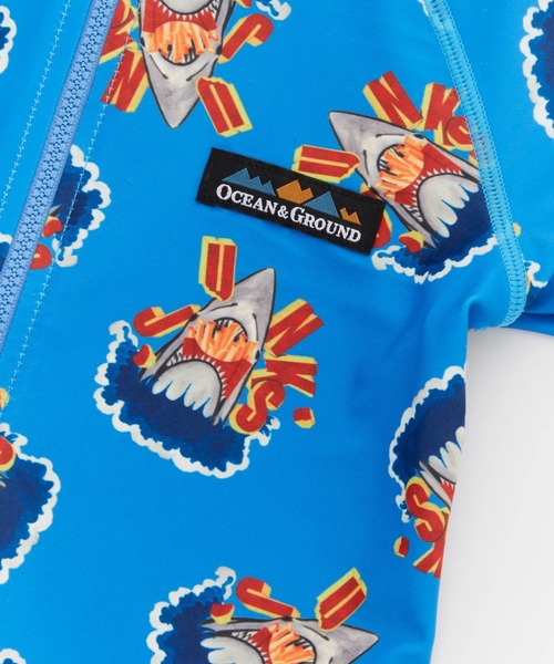Ocean&Ground（オーシャン&グラウンド）の「BOY'SｿｳｶﾞﾗZIPﾗｯｼｭｶﾞｰﾄﾞ（ラッシュガード・キッズ・グリーン/オフホワイト/ブルー・100/130/120/110/90/140）」の18枚目の写真