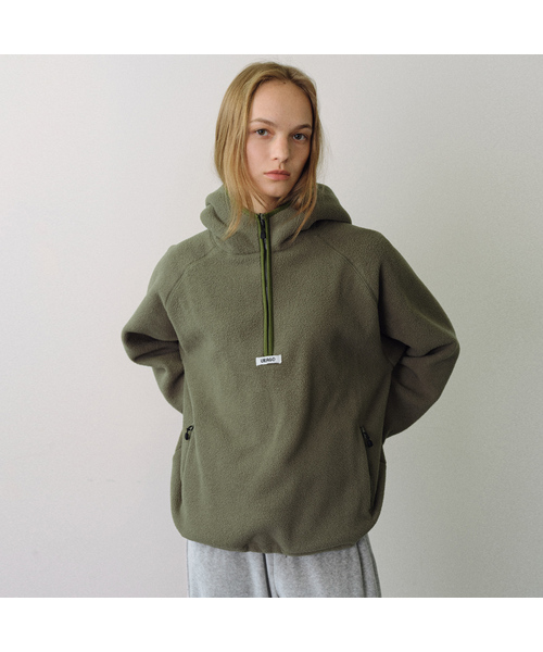 Fleece hoodie half zip-up