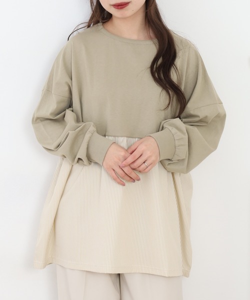 Arinomama(アリノママ)の「Arinomama ストライプドッキングトップス 長袖Tシャツ(Tシャツ/カットソー・レディース・アイボリー/ブラック/ライトブルー/ライトグリーン・FREE)」の3枚目の写真