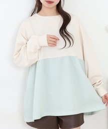 Arinomama ストライプドッキングトップス 長袖Tシャツ