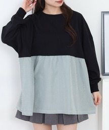 Arinomama ストライプドッキングトップス 長袖Tシャツ
