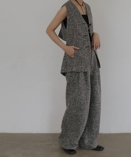 hellam（へラム）の「サマーツイードワイドタックパンツ（スラックス・レディース・ブラウン/ベージュ/ブラック/グレー・FREE）」の17枚目の写真